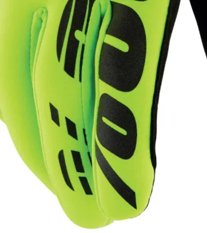 100% Brisker Cold Weather Youth Gloves - Flo Yellow