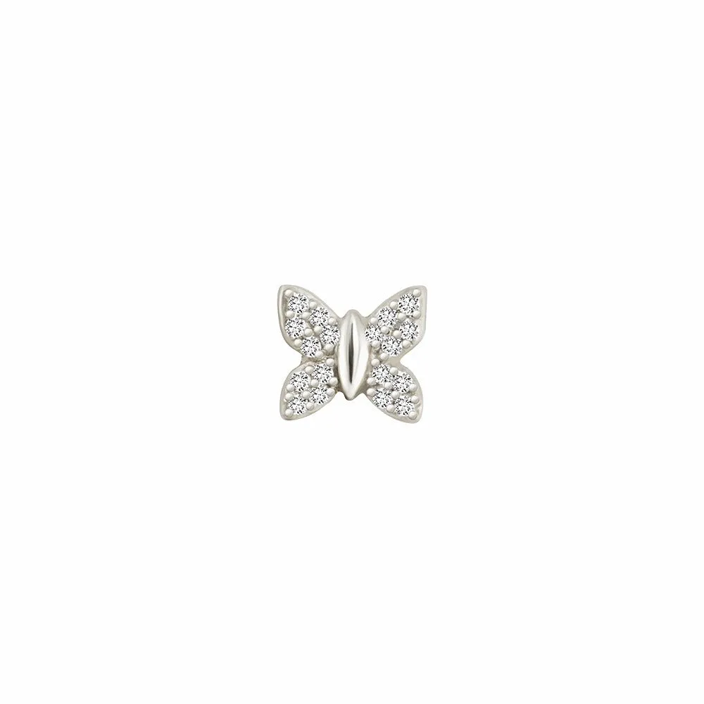 14k Skinny Butterfly Charm (white)