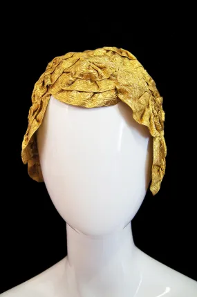 1920s Gold Ribbon Boudoir Flapper Cap