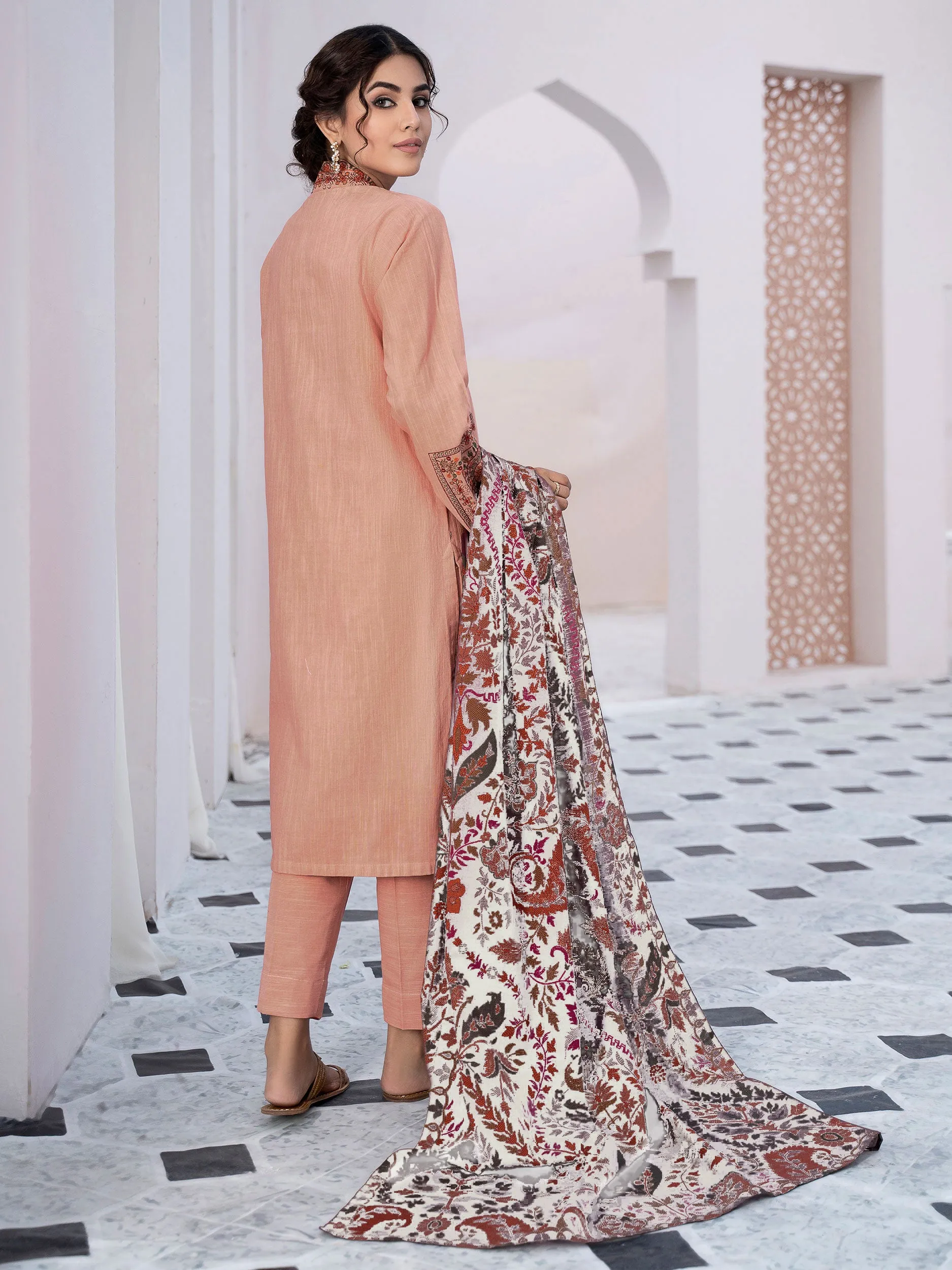 2 Piece Embroidered Khaddar Suit (Unstitched)