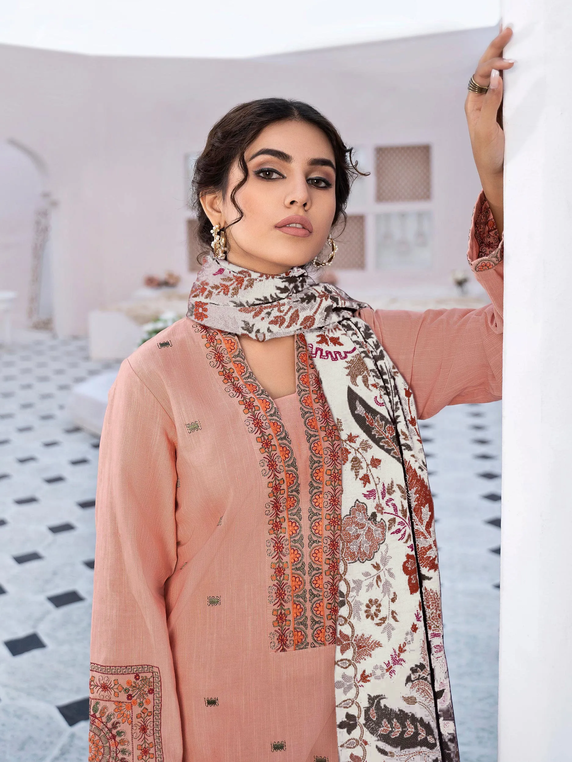 2 Piece Embroidered Khaddar Suit (Unstitched)