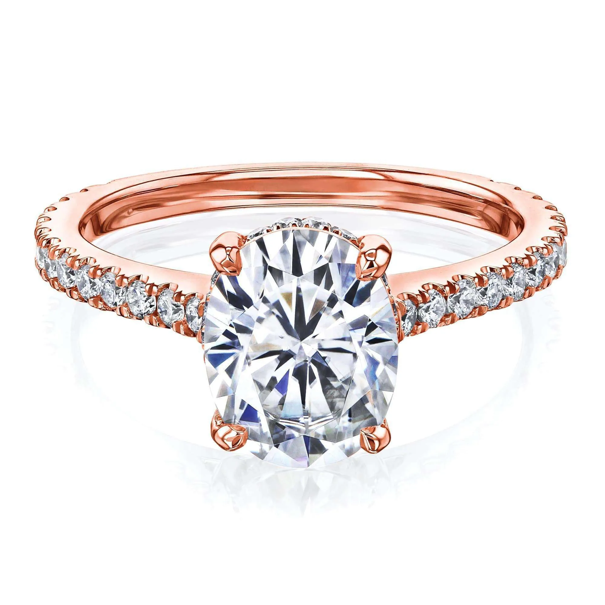 2.1ct Oval Moissanite Drop Halo Ring