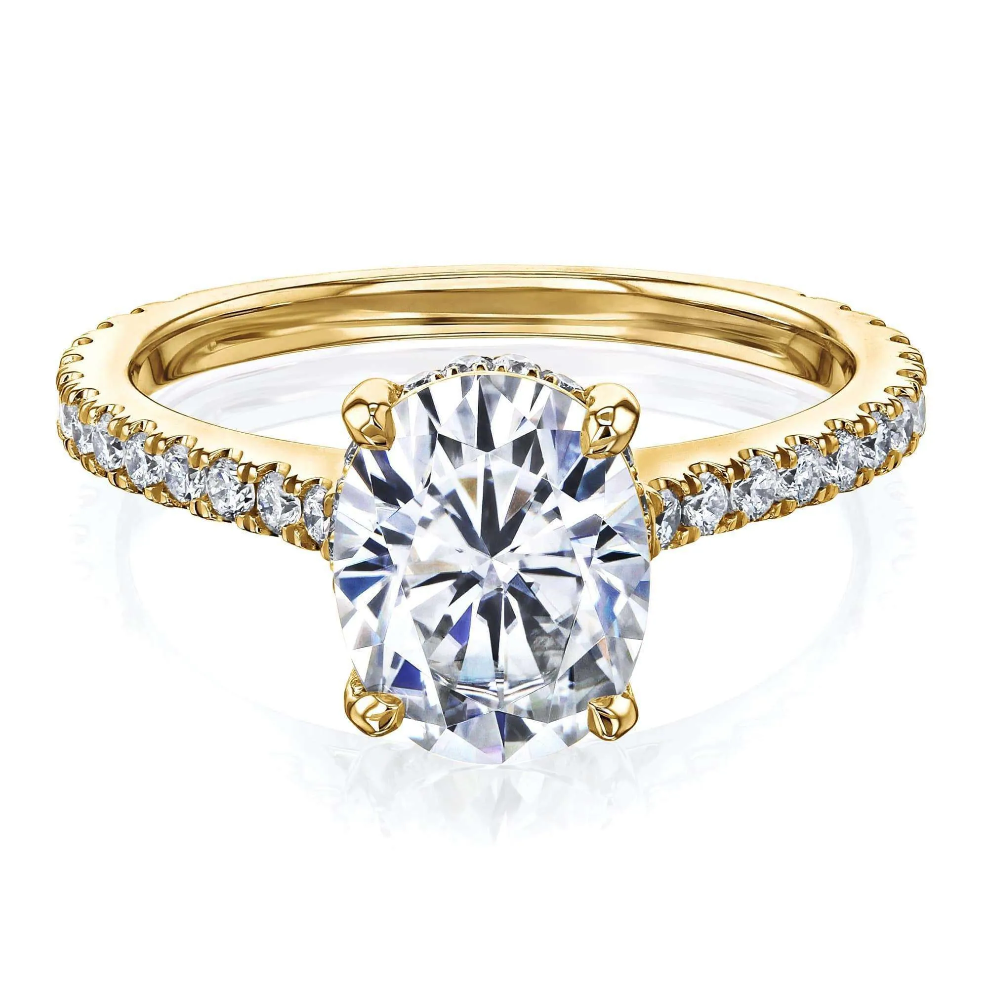 2.1ct Oval Moissanite Drop Halo Ring