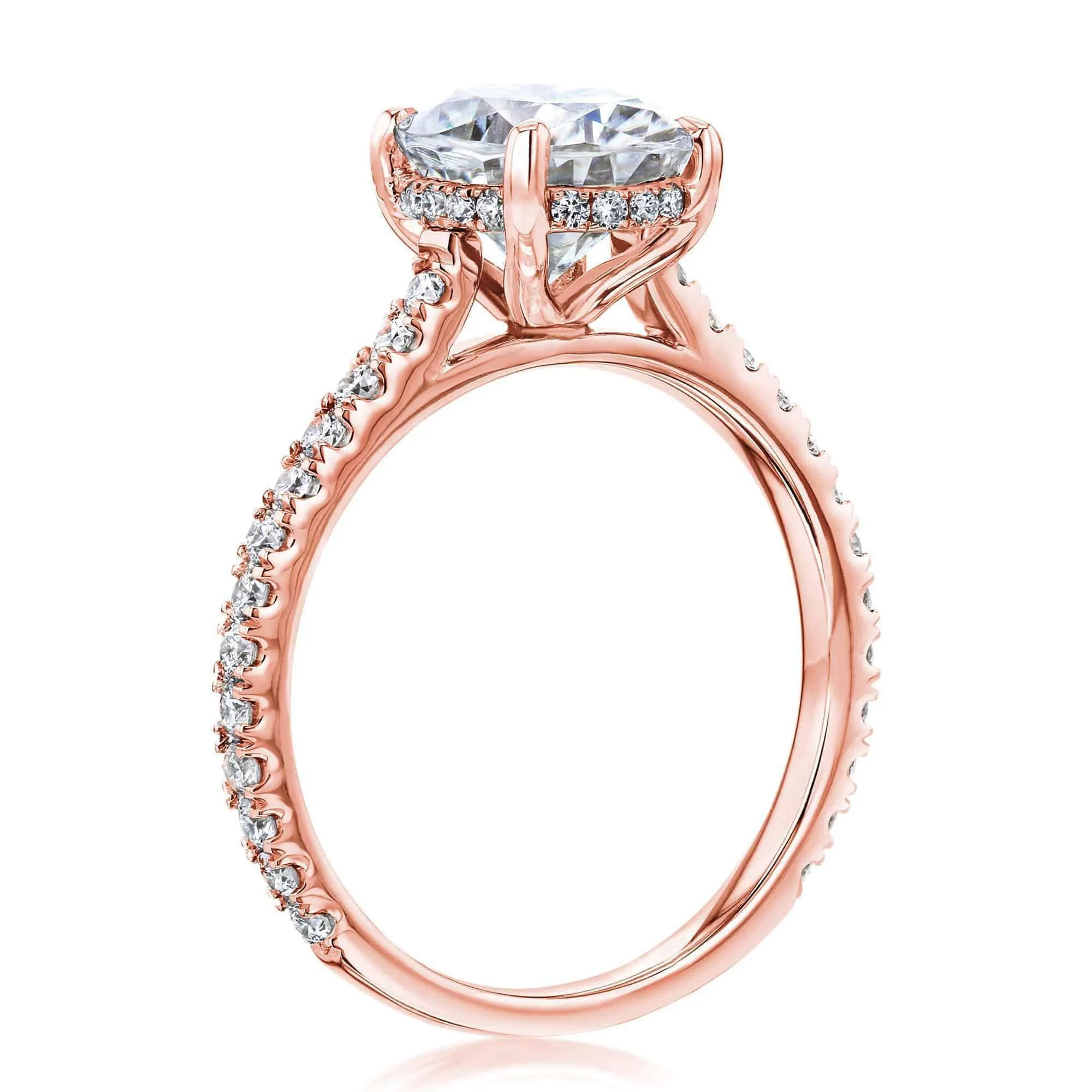 2.1ct Oval Moissanite Drop Halo Ring