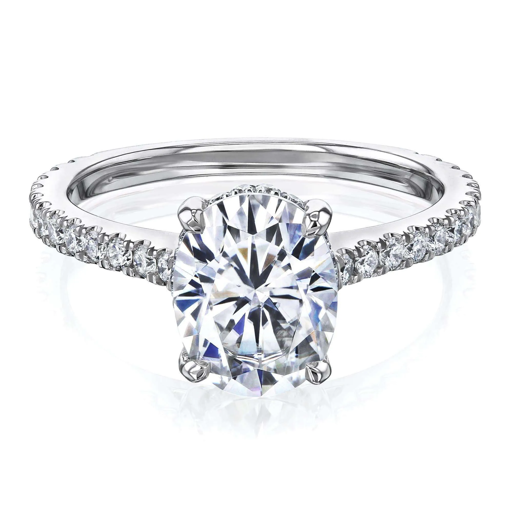 2.1ct Oval Moissanite Drop Halo Ring