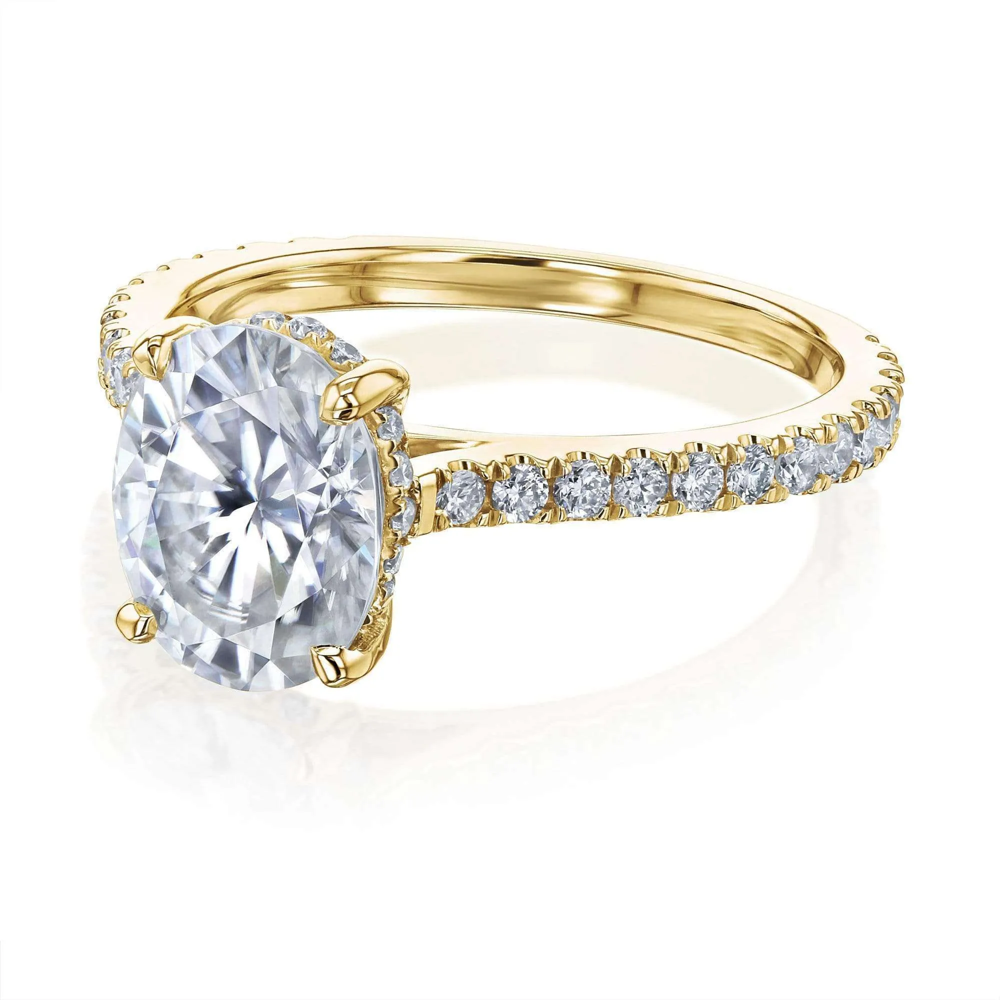 2.1ct Oval Moissanite Drop Halo Ring
