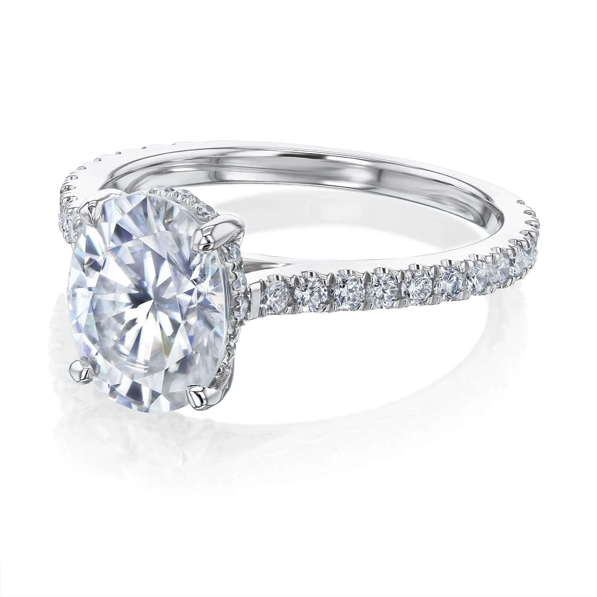 2.1ct Oval Moissanite Drop Halo Ring