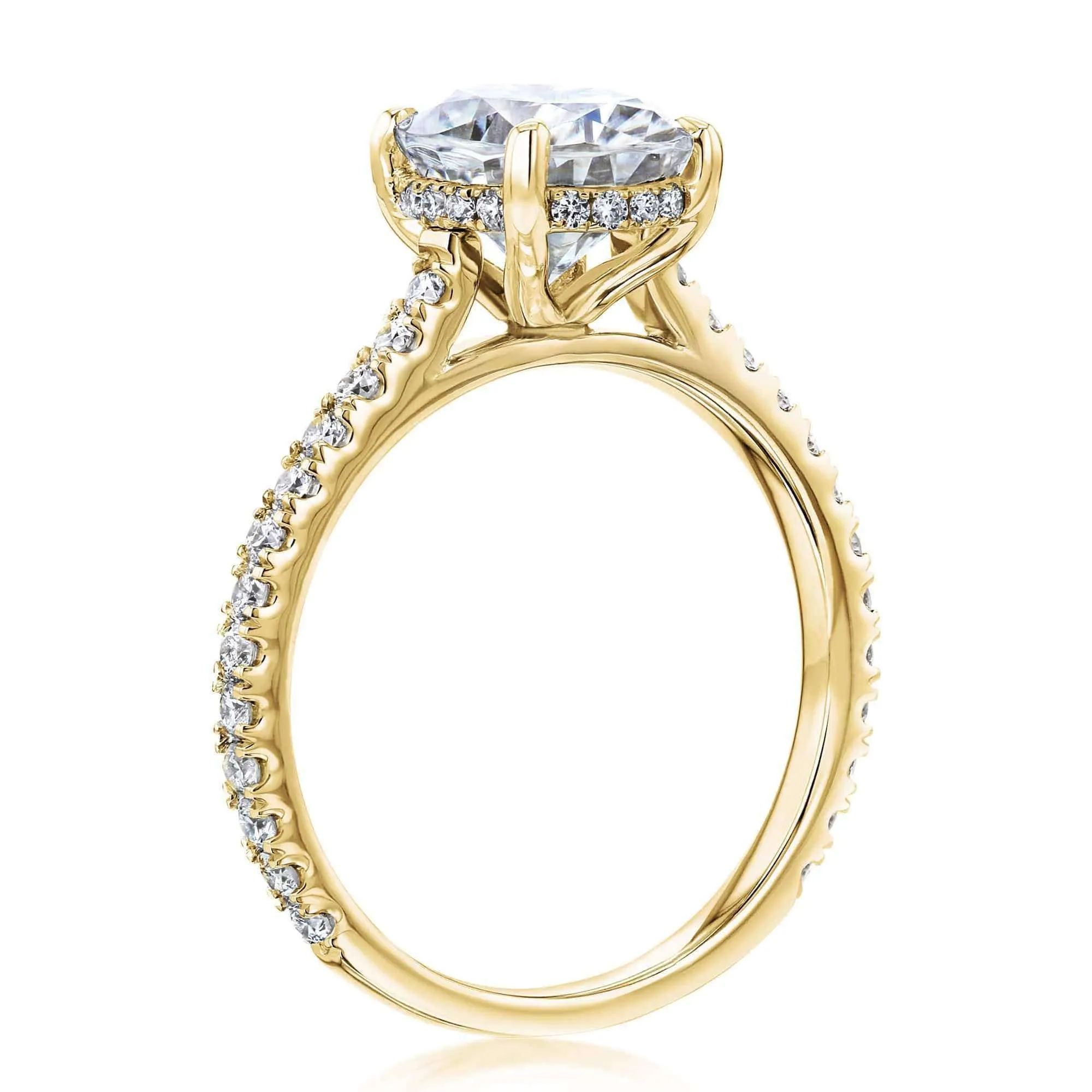 2.1ct Oval Moissanite Drop Halo Ring