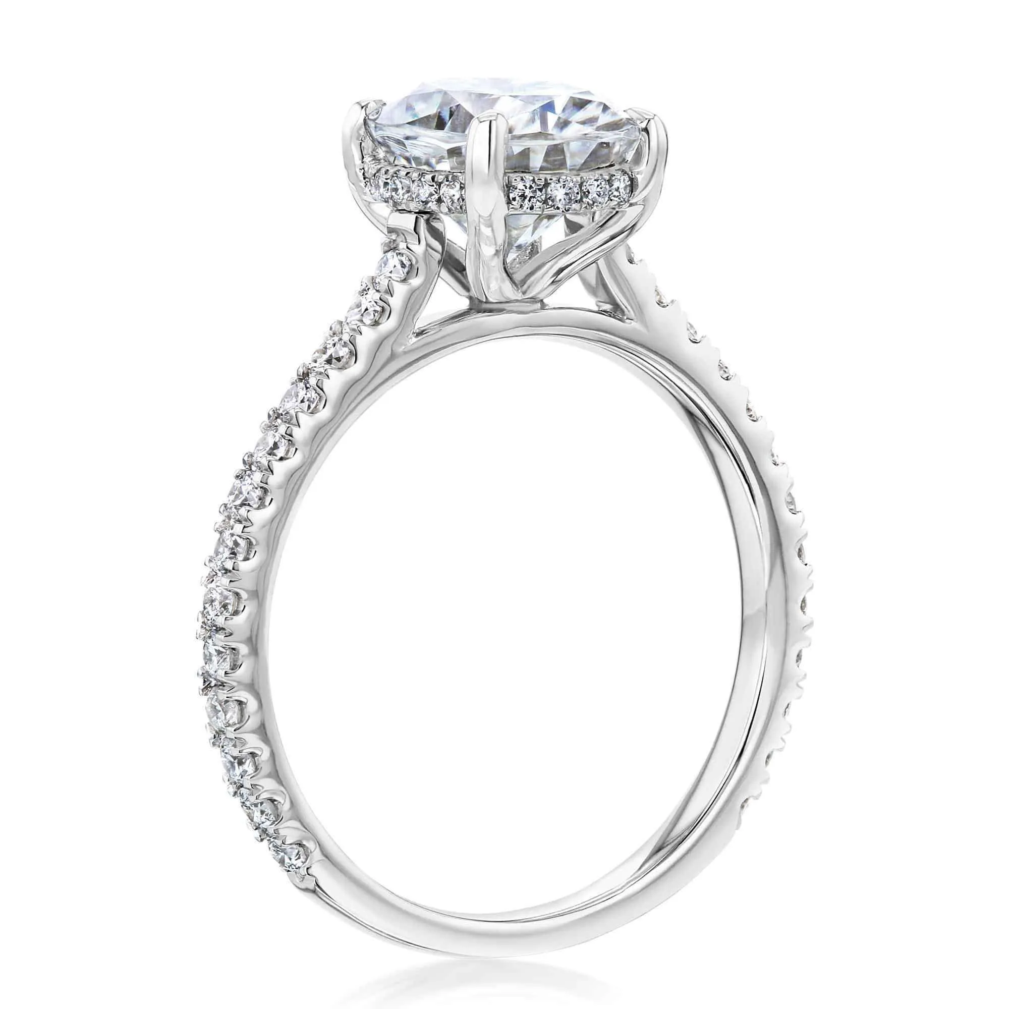 2.1ct Oval Moissanite Drop Halo Ring