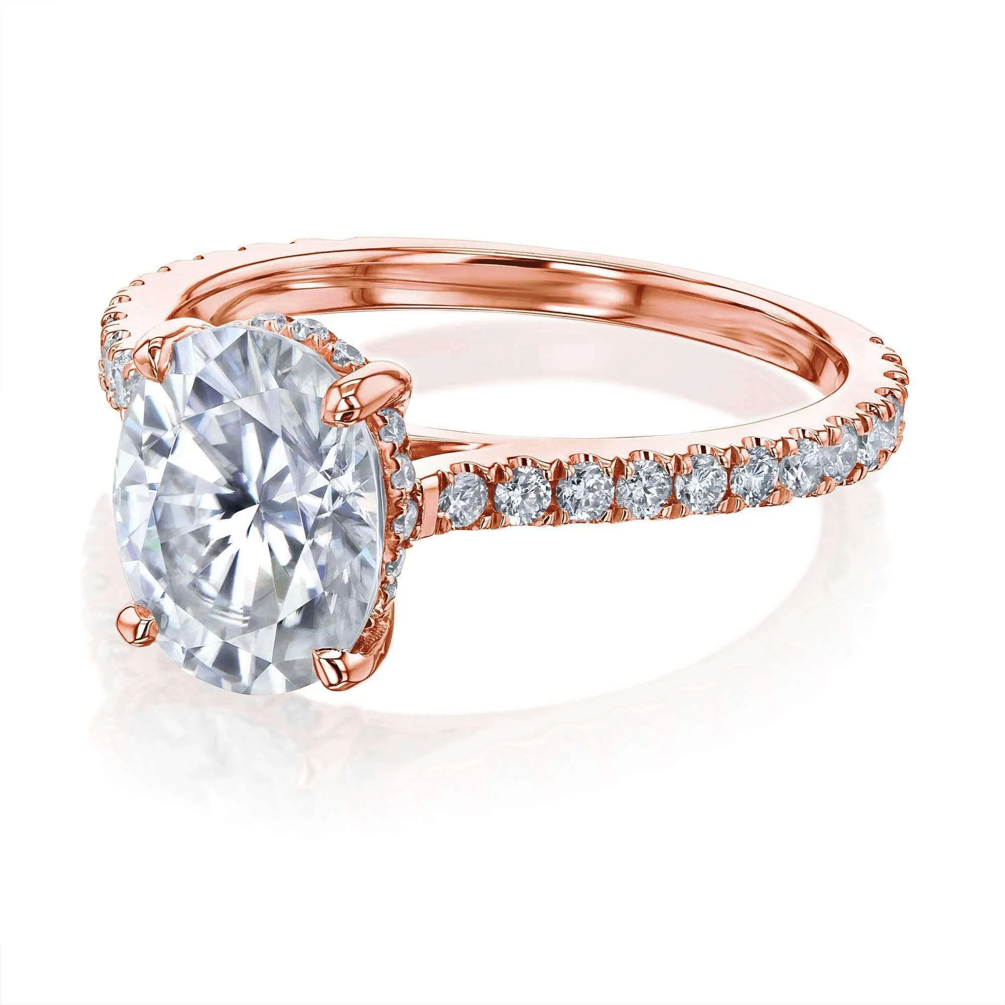 2.1ct Oval Moissanite Drop Halo Ring