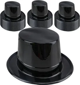 24 Pcs Adult Black Top Hats Bulk Plastic Magician Hat Dress Up Hat Party Top Hat for Men Women Birthday Costume Party Supplies