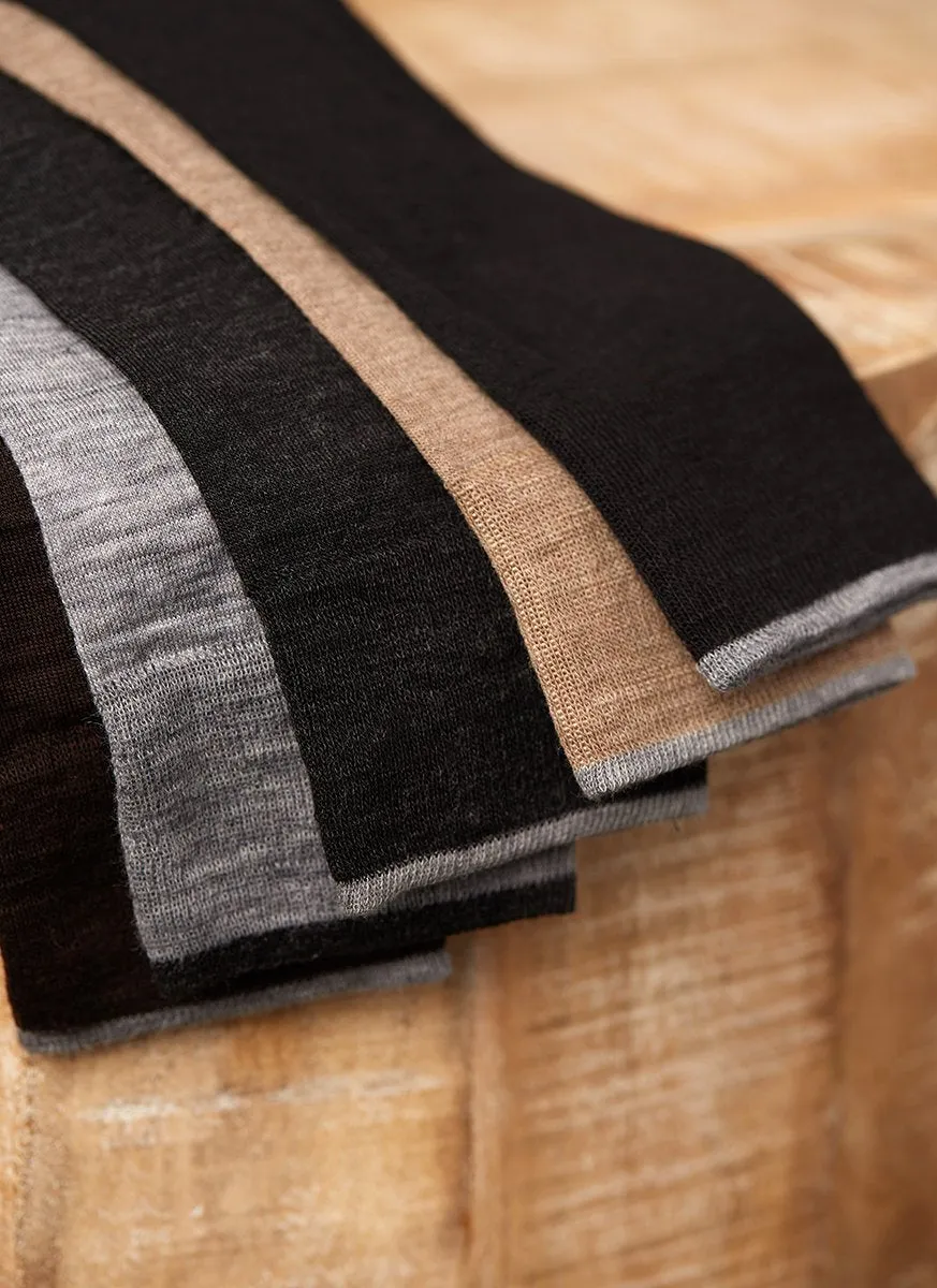 3-Pack Italian Merino Wool 2X1 Socks in Charcoal/Navy/Taupe