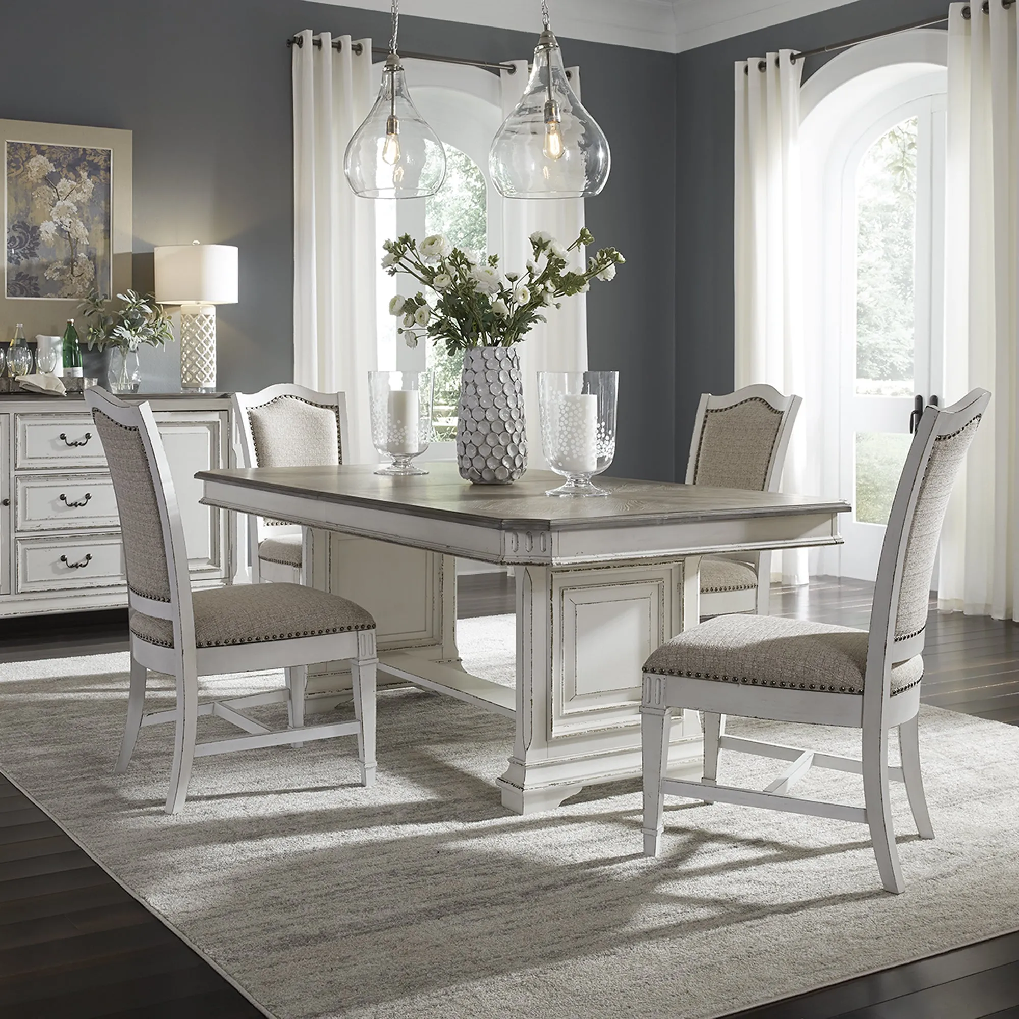 Abbey Park 520-DR-5TRS 5 Piece Trestle Table Set