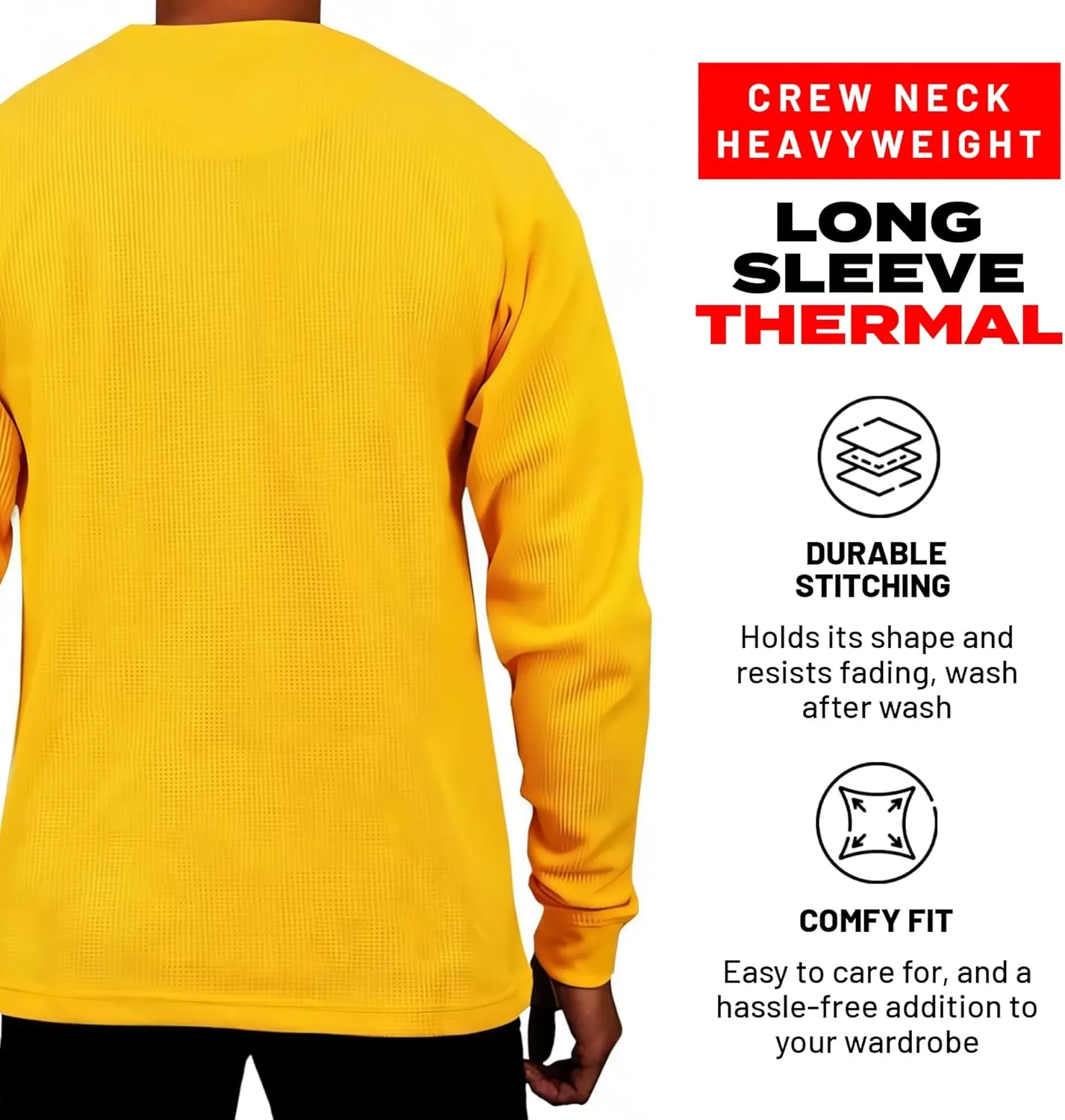 Access Heavyweight Crew Neck Thermal Shirts for Men, Crafted from Rugged Waffle Knit Fabric, Men's Thermal Long Sleeve Shirt