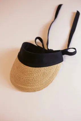 Alex Visor Raffia Cap in Sleek Black - Adjustable, Breathable, and Stylish Sun Protection