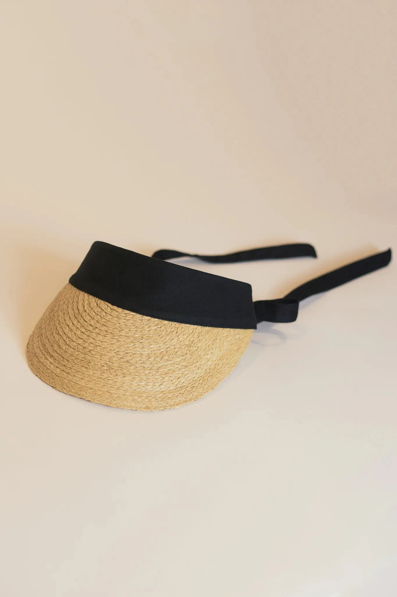 Alex Visor Raffia Cap in Sleek Black - Adjustable, Breathable, and Stylish Sun Protection