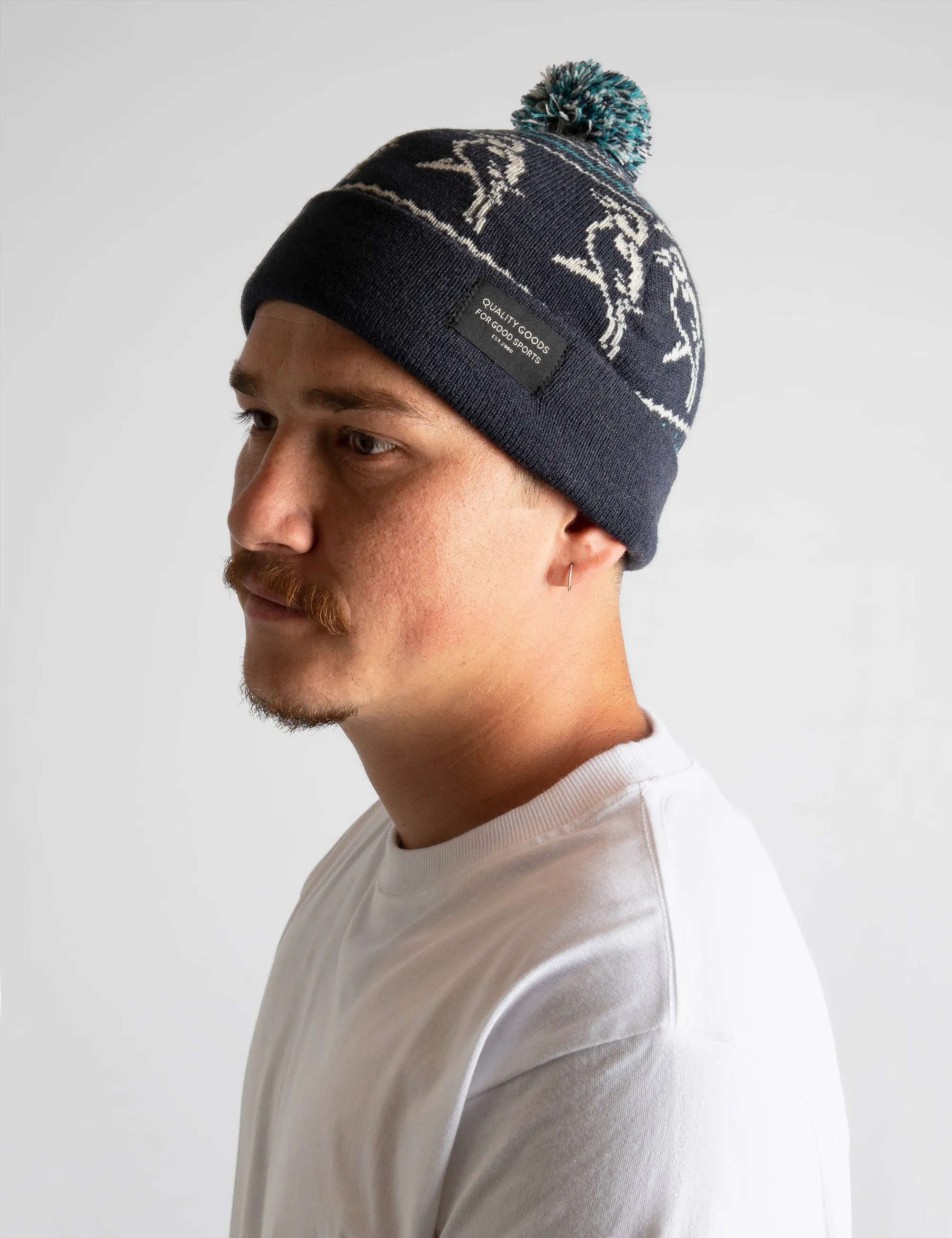 Alpine Pom Beanie - Blue Aqua Kooka