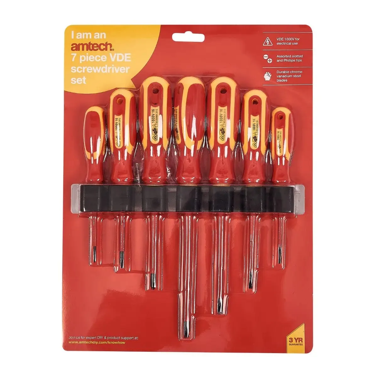 Amtech 7 Piece VDE Electrical Screwdriver Set With Storage Rack