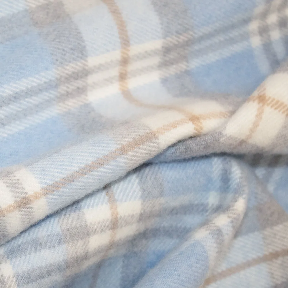 Baby Blue Check Merino Wool Scarf