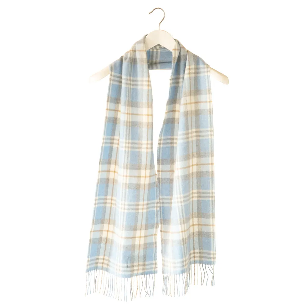 Baby Blue Check Merino Wool Scarf