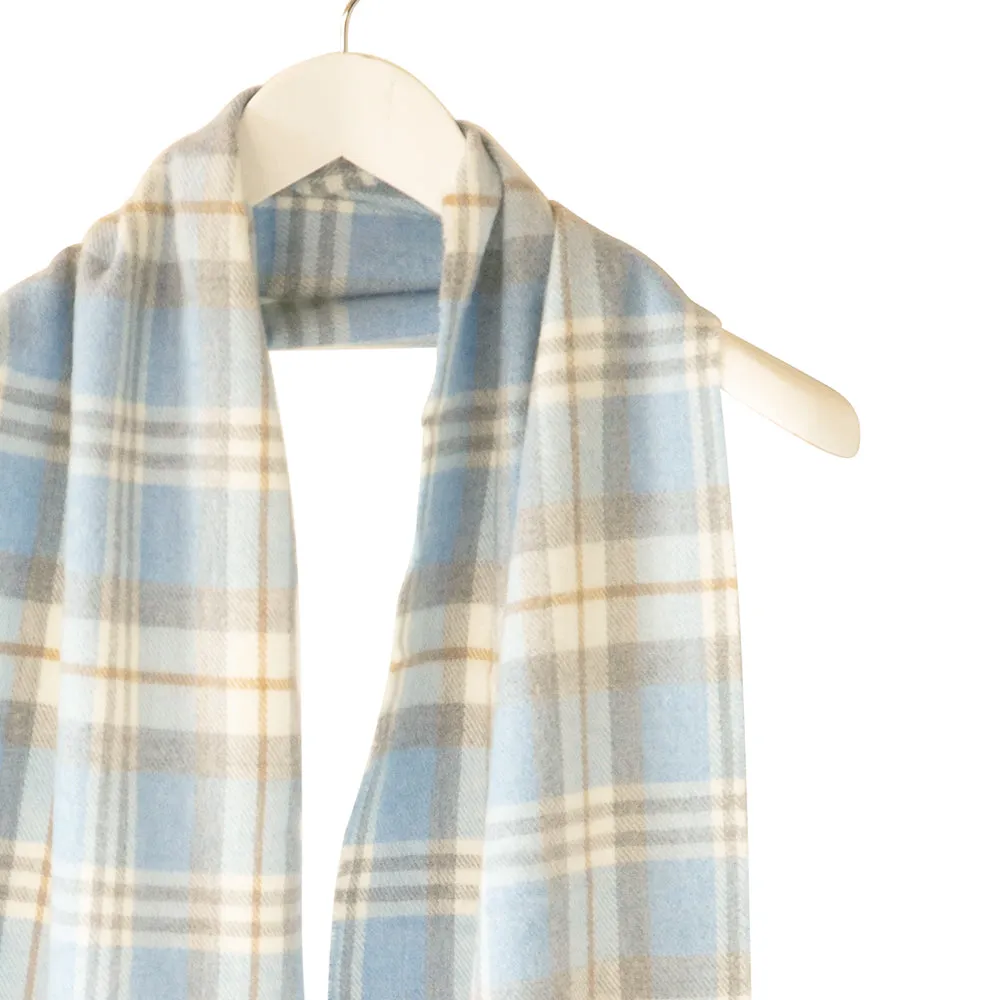 Baby Blue Check Merino Wool Scarf