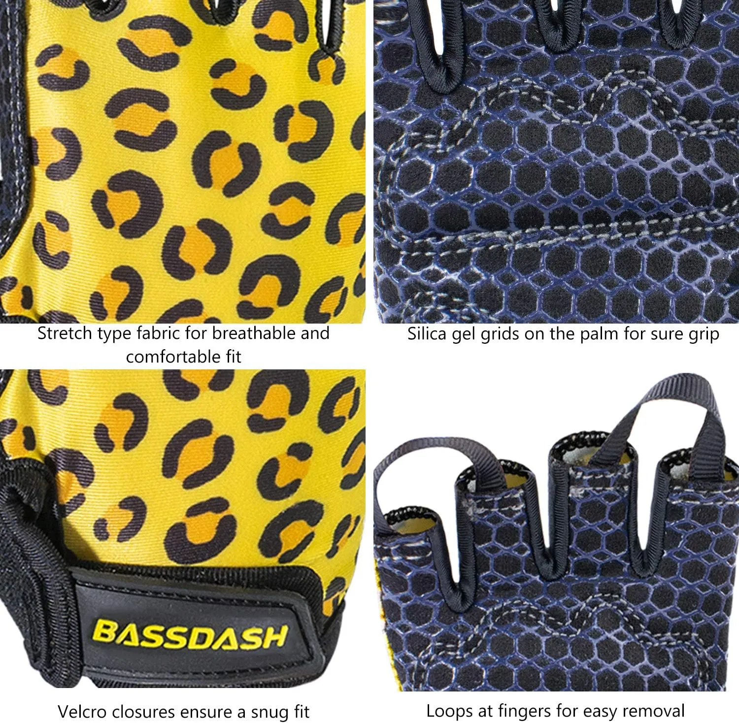 BASSDASH UPF 50  Kids' Gloves with Padded Grippy Palm UV Protection for Bicycles Fishing for 1-8 Years Old Boys Girls
