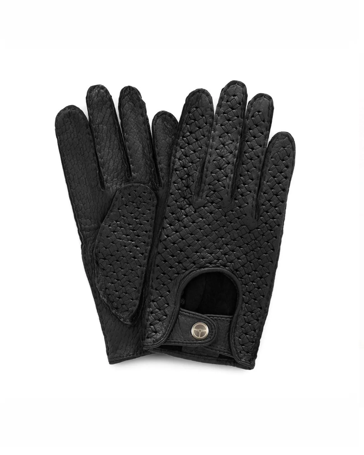 BESPOKE - Peccary Leather Driving Gloves - Black/Black