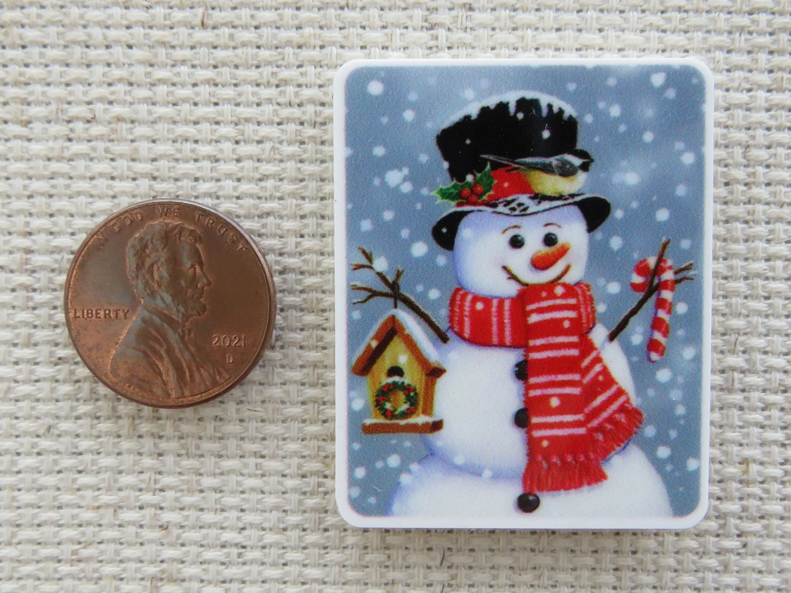 Birdhouse Snowman Needle Minder, Cover Minder, Magnet
