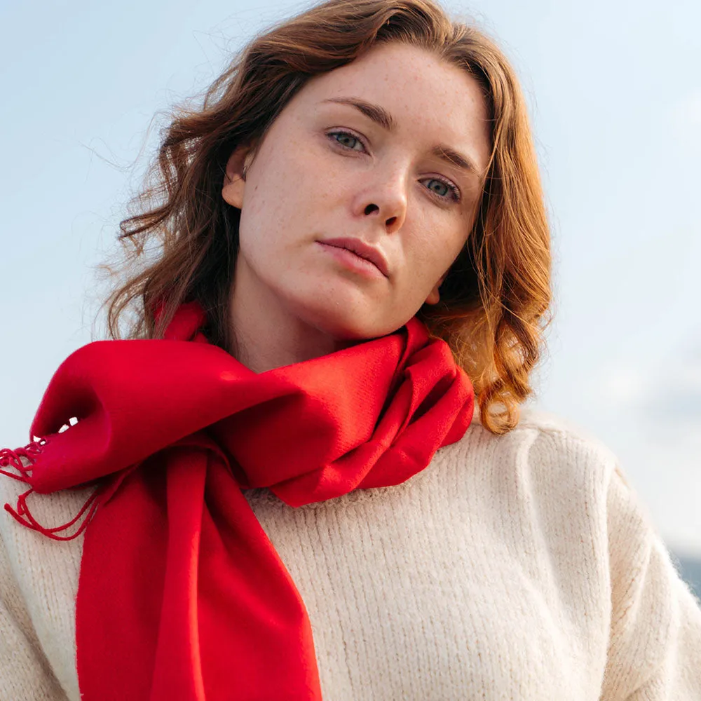 Cherry Red Merino Wool Scarf
