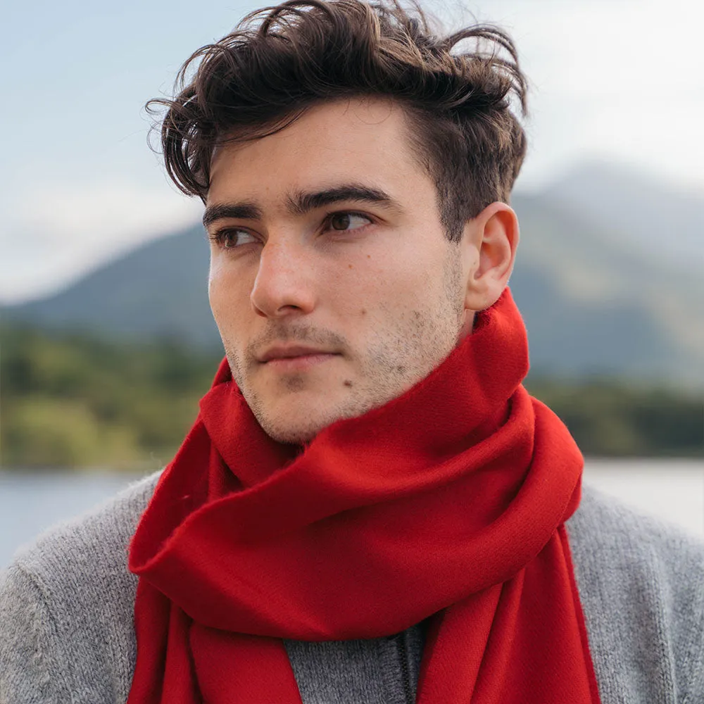 Cherry Red Merino Wool Scarf