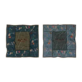 Chowxiaodou 16 Momme Large Square Slik Twill Scarf 106*106-Vintage Blue