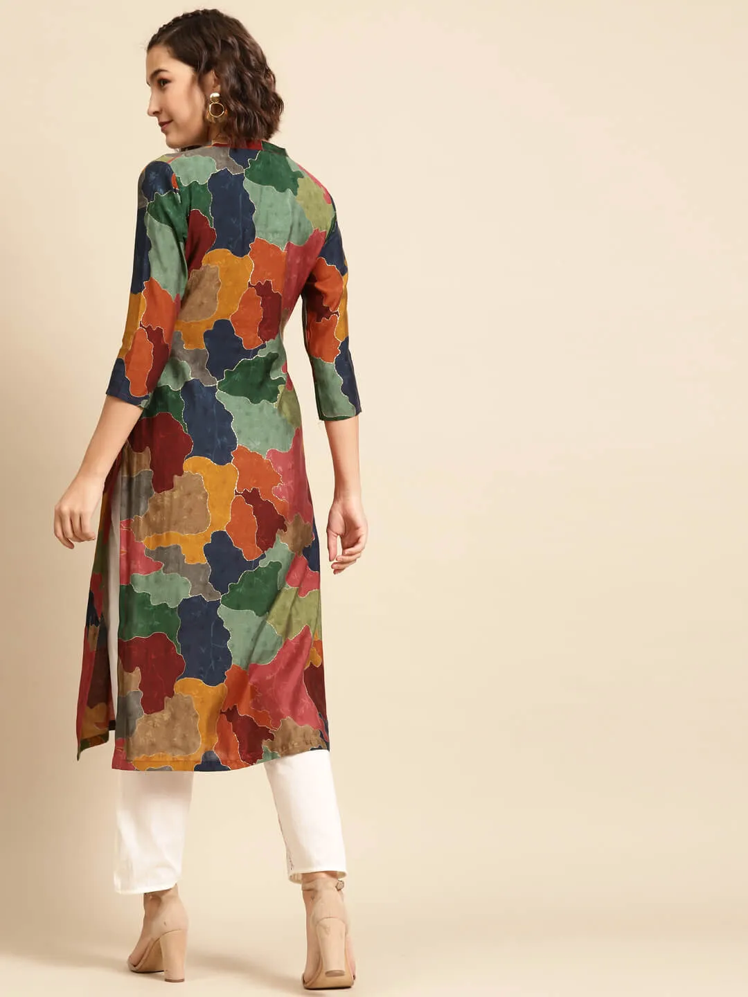 Colorful Printed & Embellished Straight Kurta – Multi
