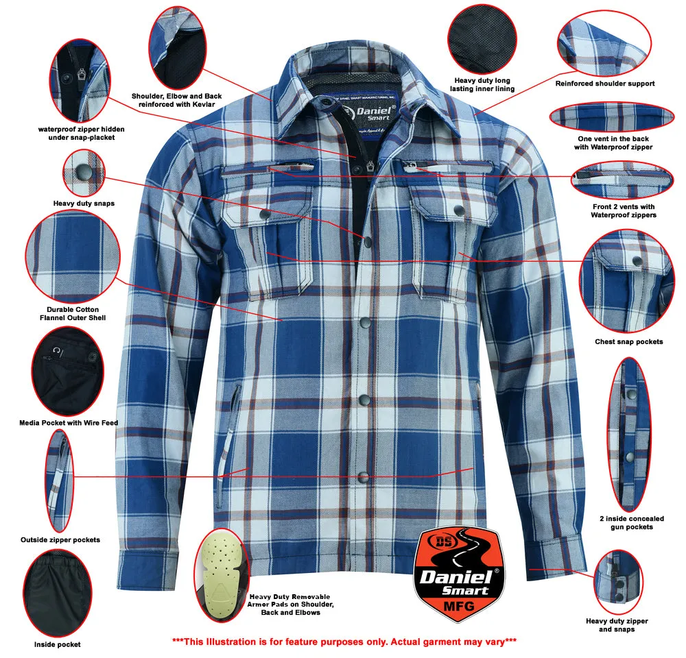 Daniel Smart Armored Flannel Shirt - Blue, White & Maroon