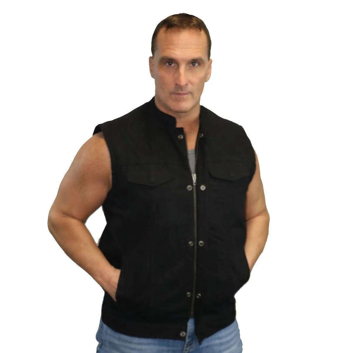 Daniel Smart Concealed Snap Closure Black Denim Vest