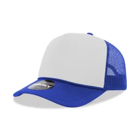 Decky 5 Panel Mid Profile Structured Foam Trucker - WHT-ROYAL