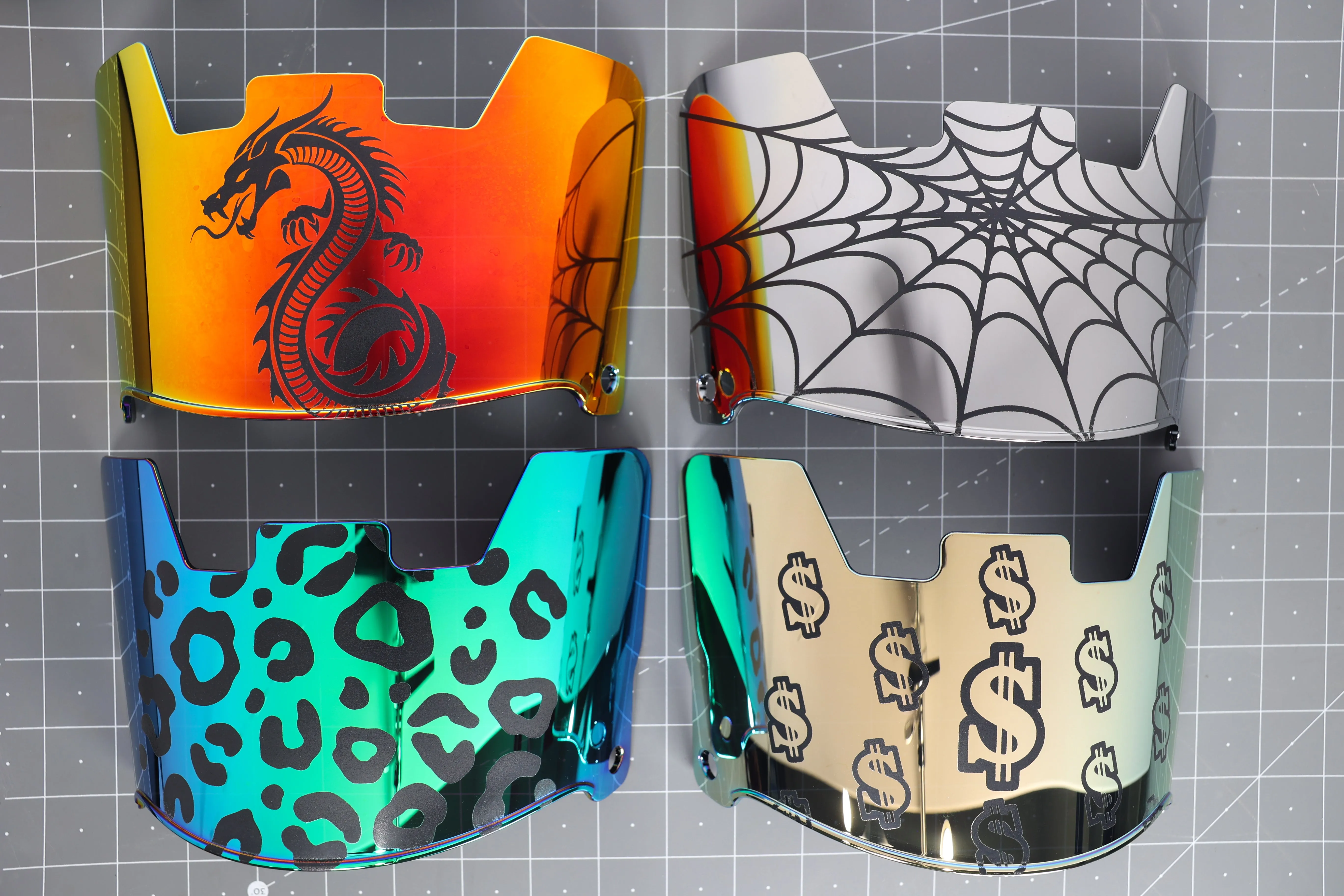 Designer Etched Visor - Spider's Web