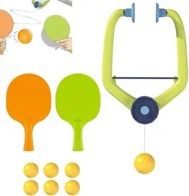 Door Ping Pong Game - Adjustable Doorway Table Tennis Trainer with 2 Rackets and 6 Balls for Ages 6 