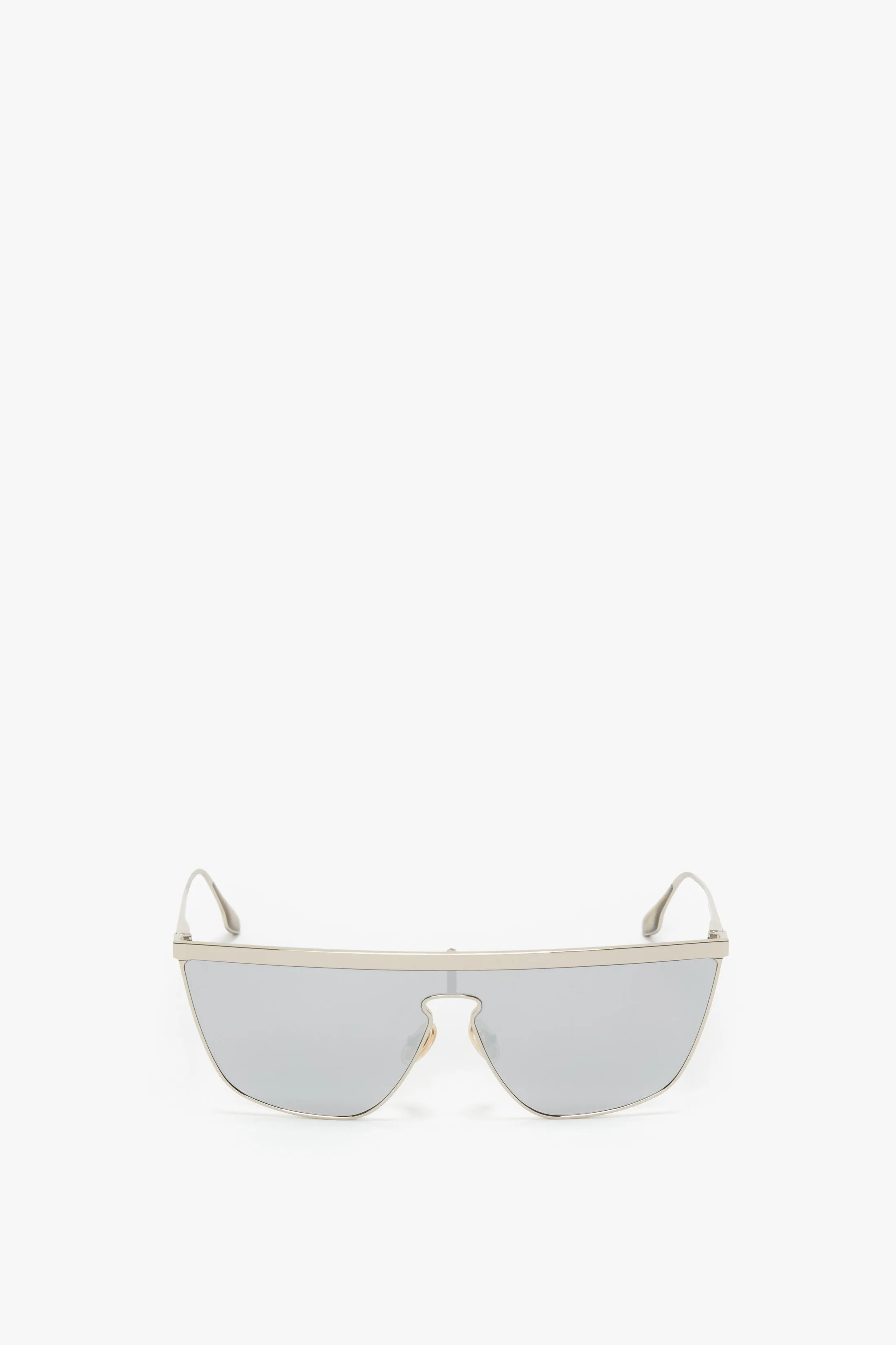 Geometric Visor Sunglasses In Silver-Mirror