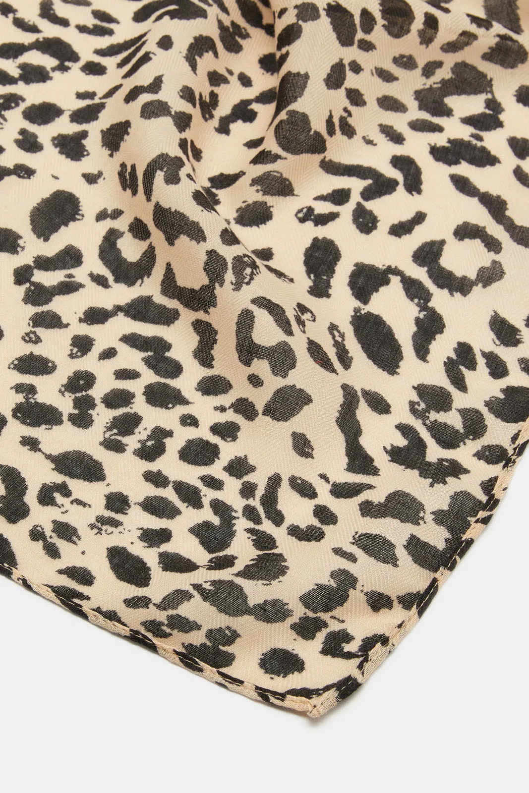 Girls Beige Printed Scarf