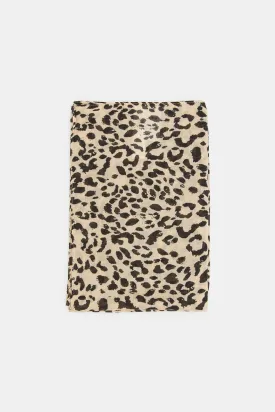 Girls Beige Printed Scarf