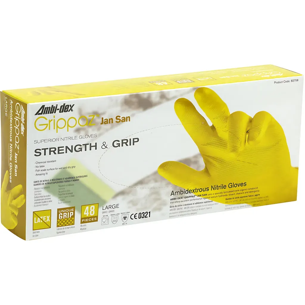 Grippaz 67-306/M Extended Use Ambidextrous Nitrile Glove with Textured Fish Scale Grip - 6 Mil