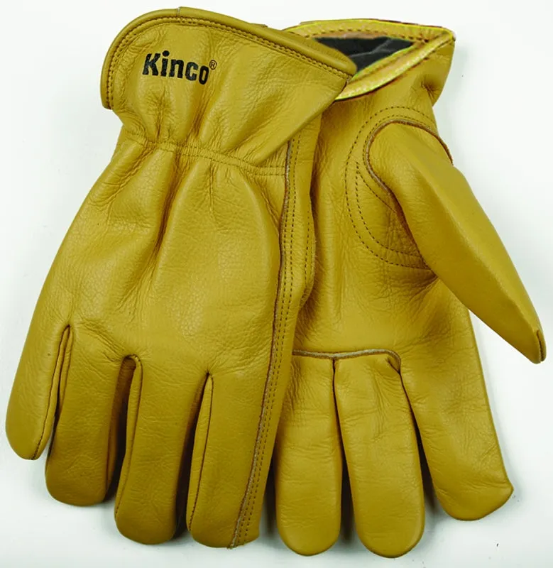 Heatkeep 98RL-XL Driver Gloves, Men's, XL, 10-1/2 in L, Keystone Thumb, Easy-On Cuff, Cowhide Leather, Gold :PR: QUANTITY: 1