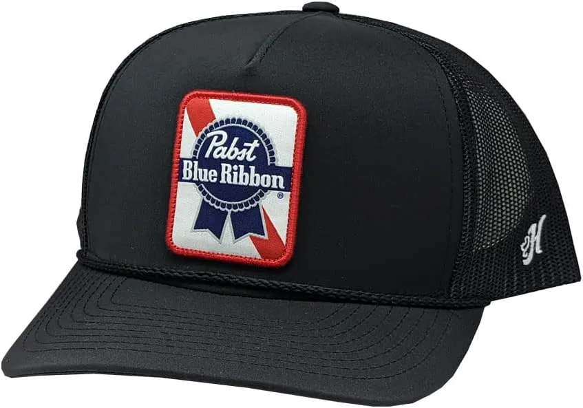 HOOEY Officially Licensed Pabst Blue Ribbon One Size Fits All Adjustable Snapback Hat for Men and Women Mesh Back Trucker Hat