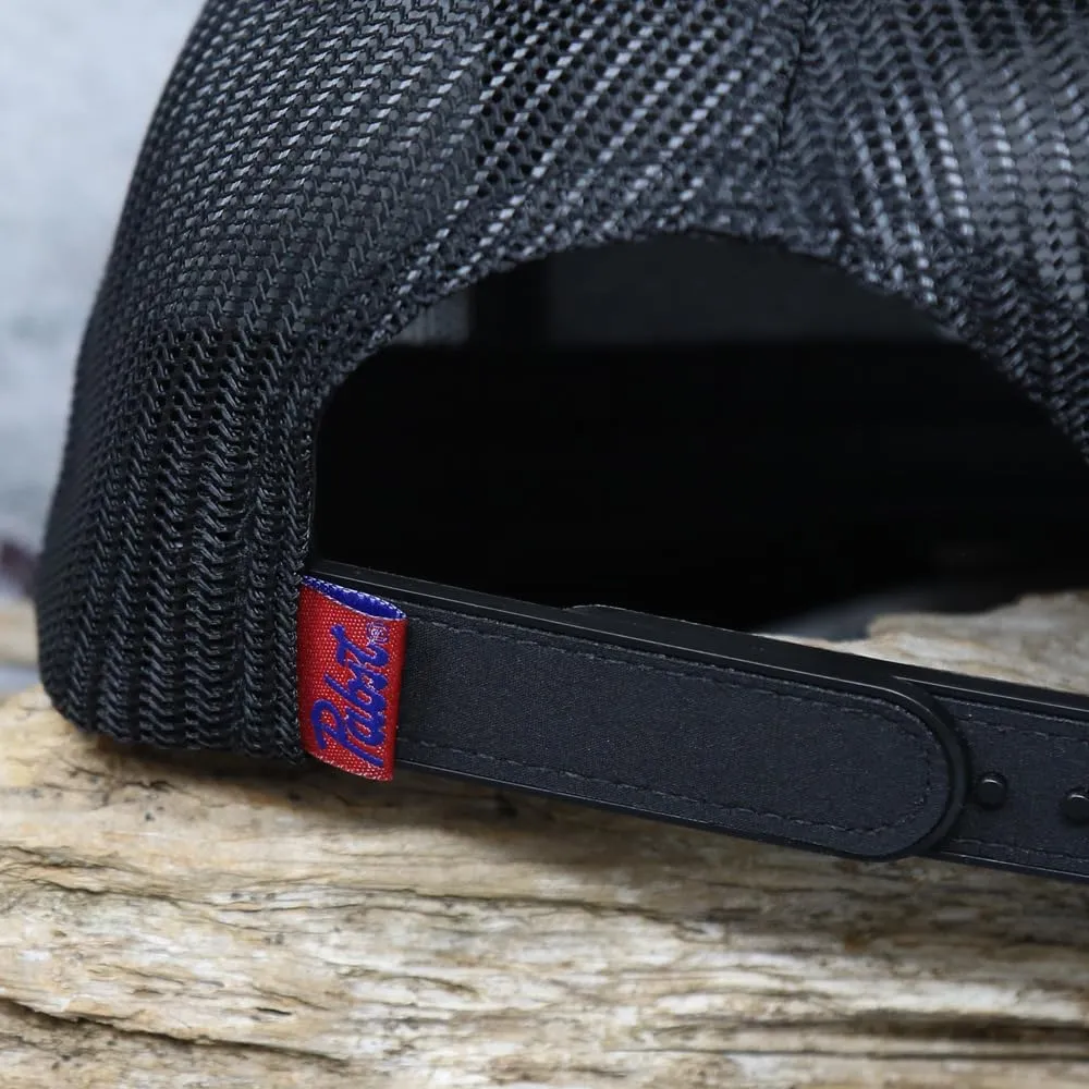 HOOEY Officially Licensed Pabst Blue Ribbon One Size Fits All Adjustable Snapback Hat for Men and Women Mesh Back Trucker Hat