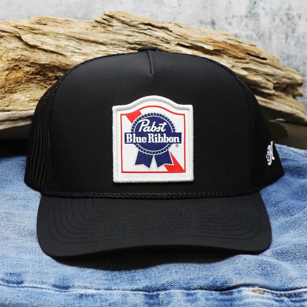 HOOEY Officially Licensed Pabst Blue Ribbon One Size Fits All Adjustable Snapback Hat for Men and Women Mesh Back Trucker Hat