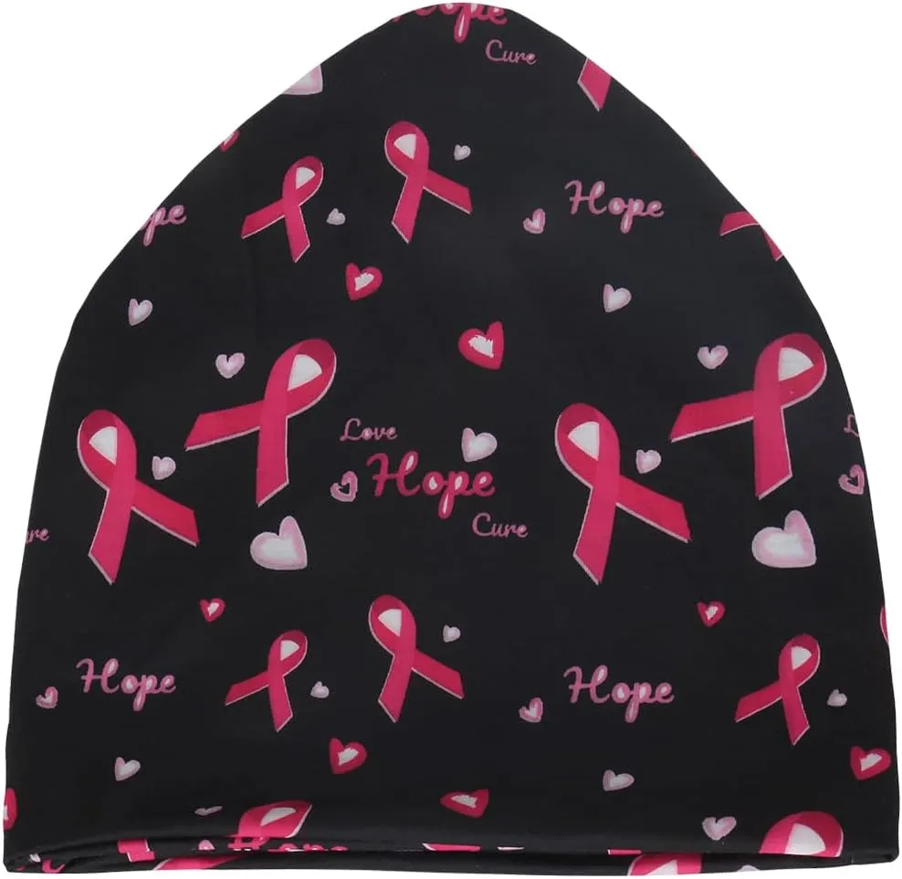 Jemis Sweet Heartwarming Breast Cancer Beanie Hat, Romantic Knitted Hat, Cancer Headwear Caps Baggy Skull Sleep Scarf