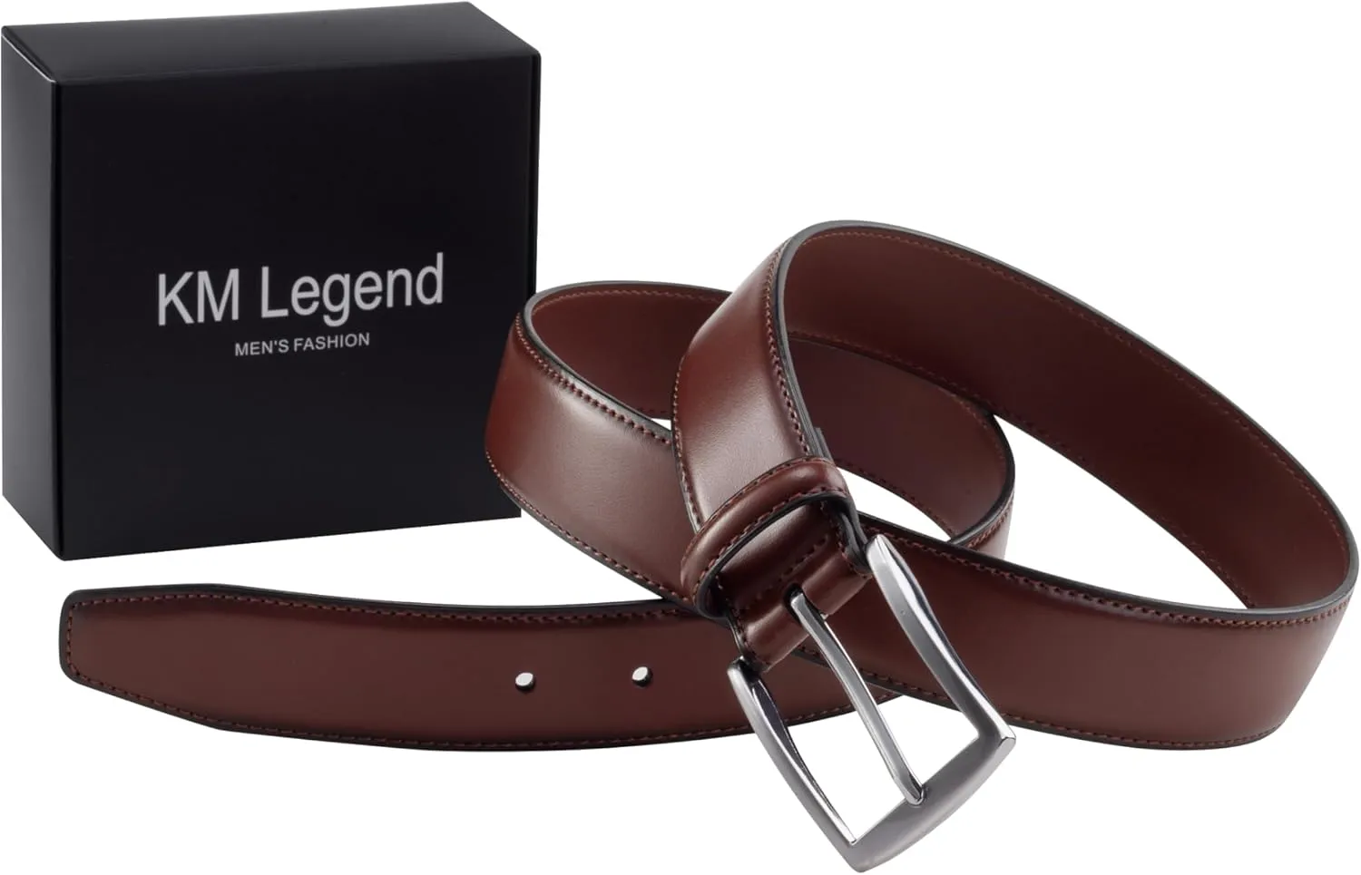 KM Legend Mens Leather Dress Belt for Work Business and Casual