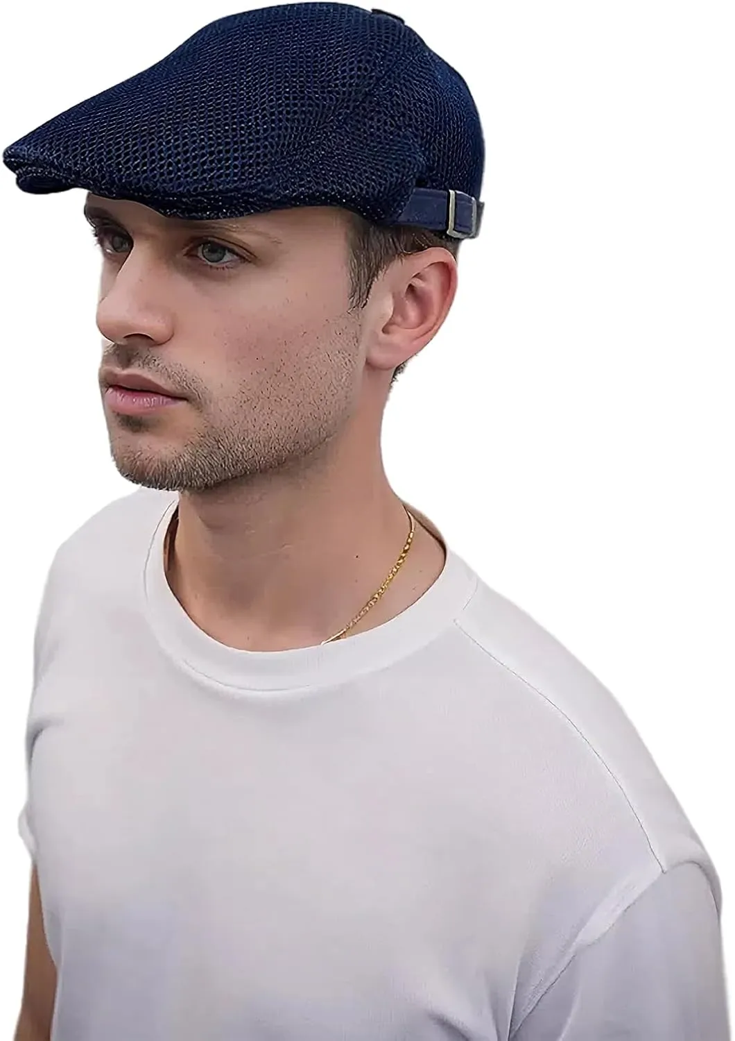Lanzom Men's Breathable Mesh Summer Hat Adjustable Newsboy Beret Ivy Cap Cabbie Flat Cap Gatsby Driving Hunting Hats