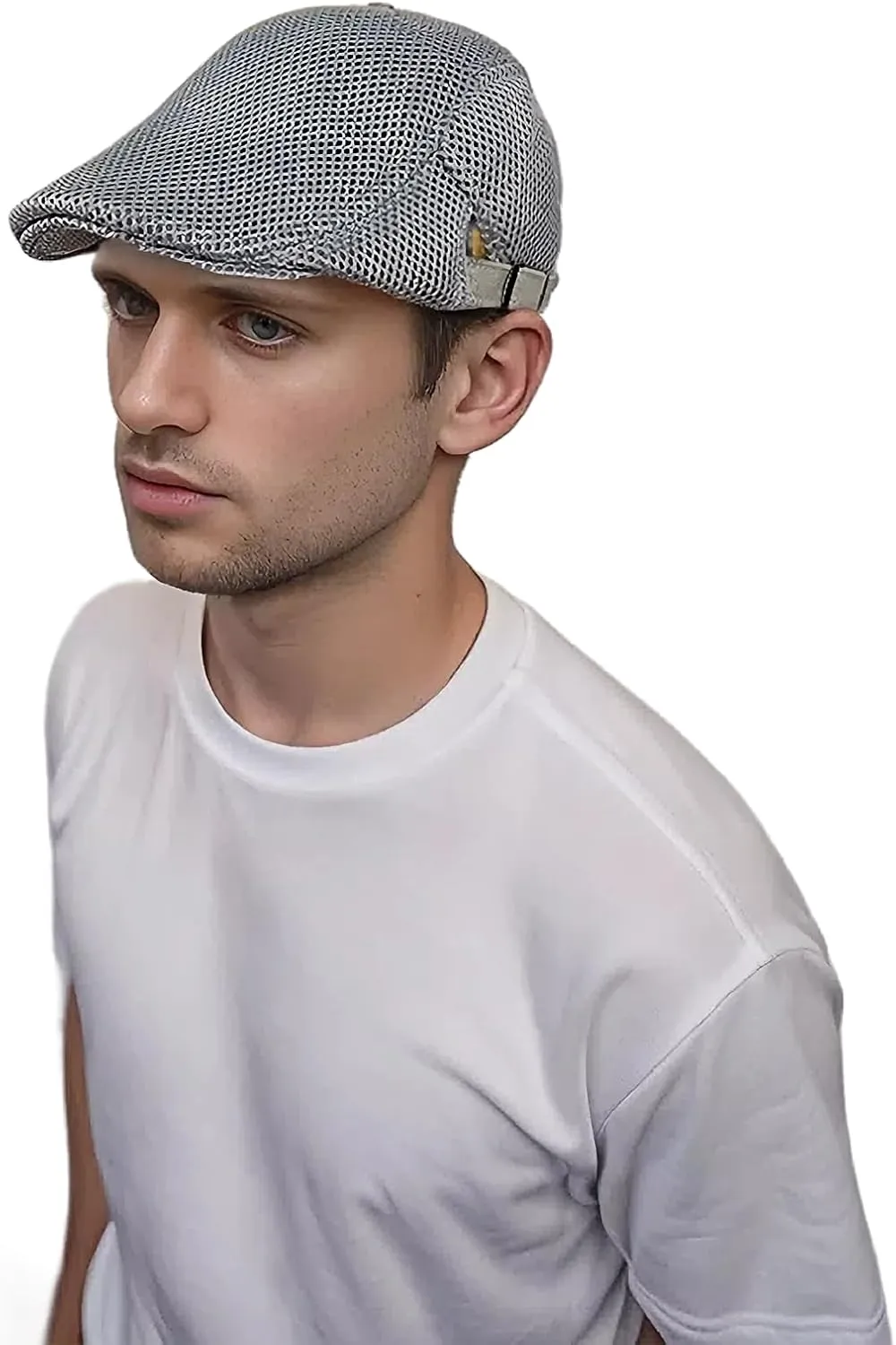 Lanzom Men's Breathable Mesh Summer Hat Adjustable Newsboy Beret Ivy Cap Cabbie Flat Cap Gatsby Driving Hunting Hats