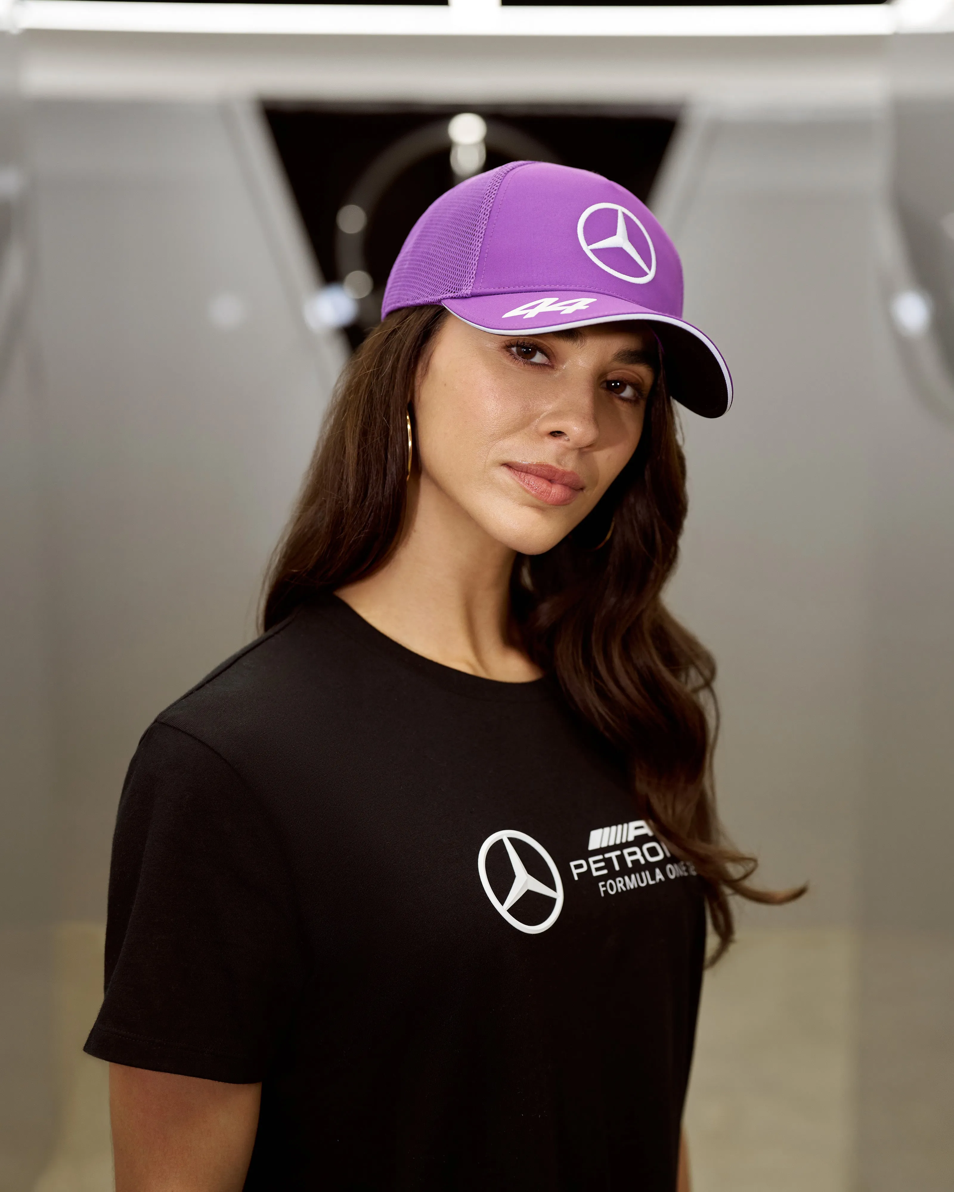 Lewis Hamilton 2024 Team Driver Trucker Cap Purple